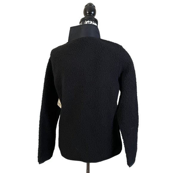 St. John's Bay | Black Sherpa Mock Neck Long Sleeve Quarter-Zip Pullover Small - Picture 5 of 7